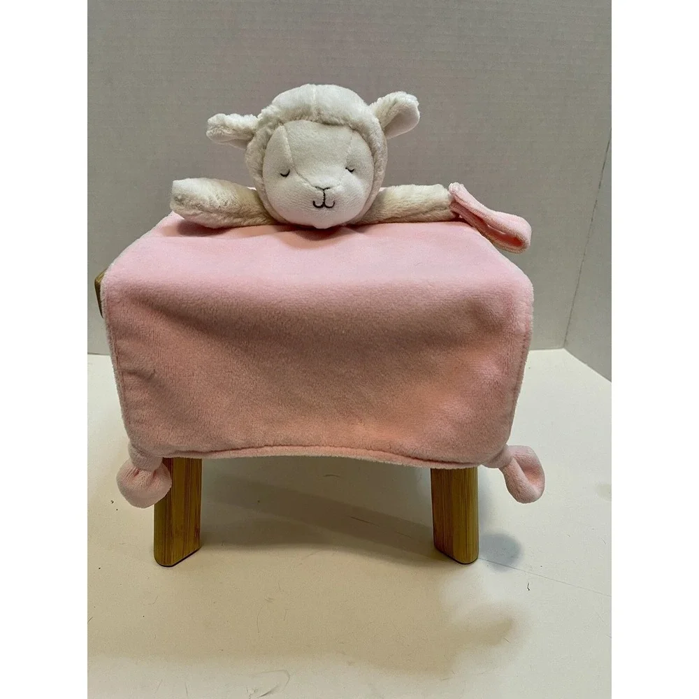 Carters Lamb Pink Baby Security Blanket Long Knotted Corners Lovey‎